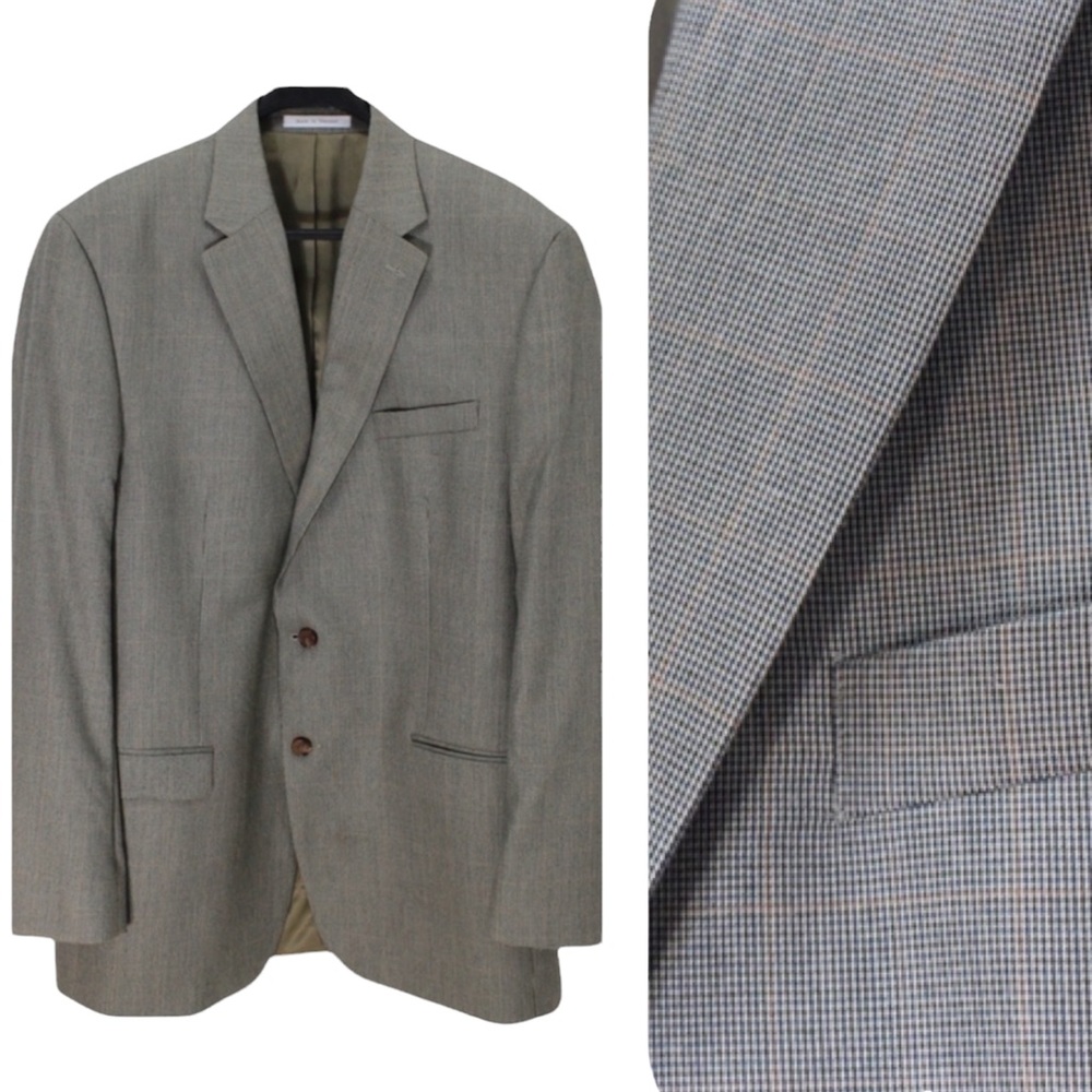LAUREN RALPH LAUREN Glen Plaid Blazer TALL Jacket Brown Orange Tan 44L